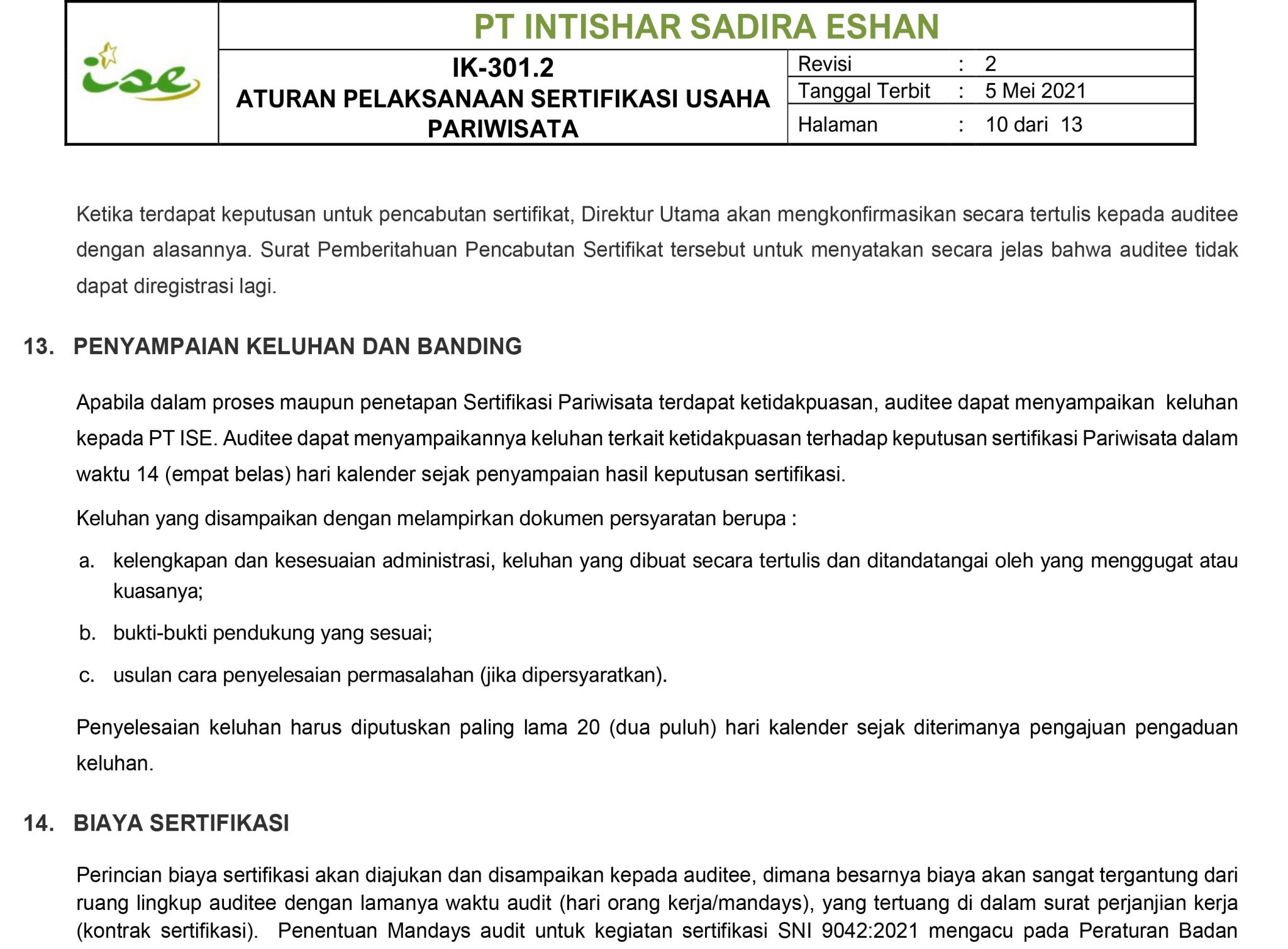 Tata Aturan Pelaksanaan Usaha Pariwisata Pt Intishar Sadira Eshan