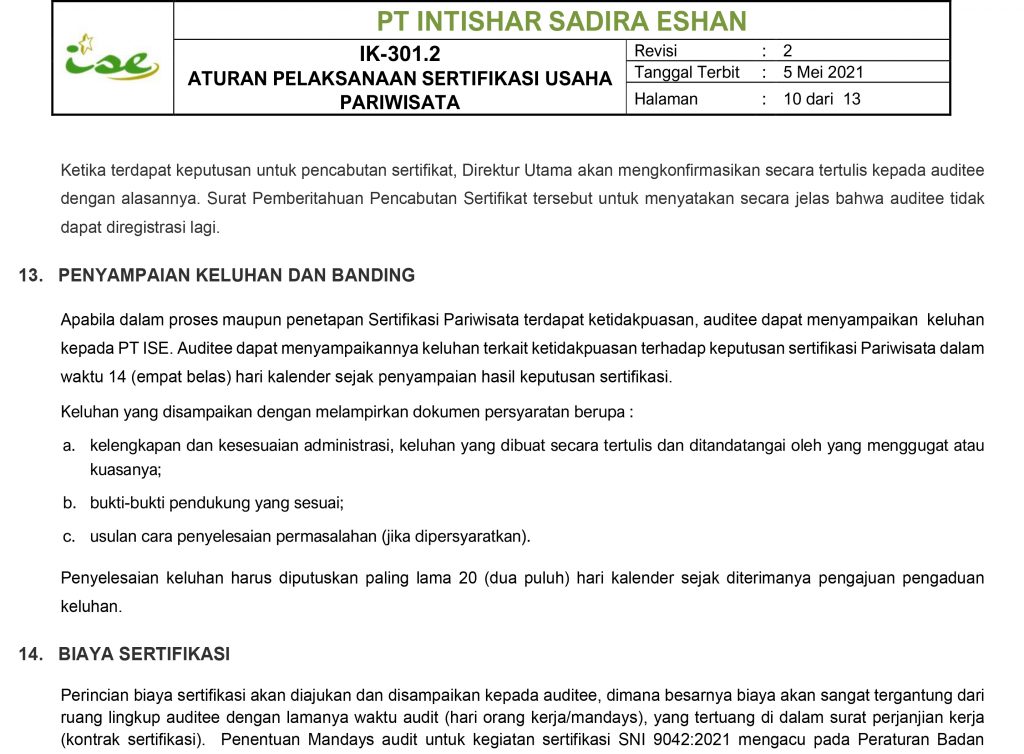Form ISE 42520.A Aplikasi Permohonan Usaha Pariwisata 10