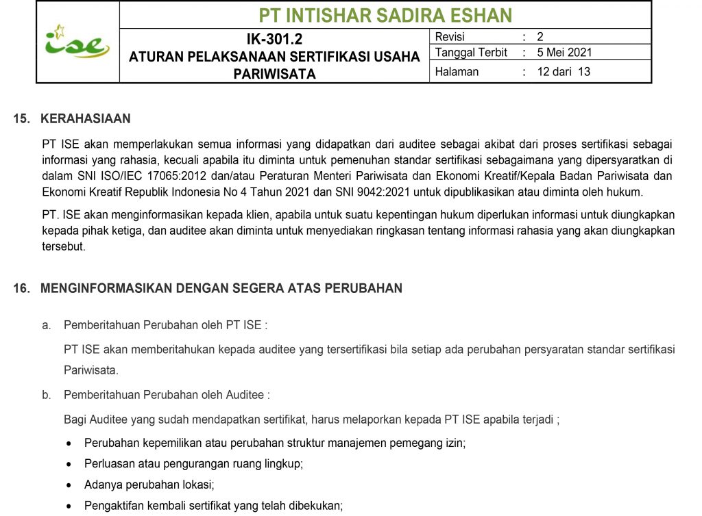 Form ISE 42520.A Aplikasi Permohonan Usaha Pariwisata 12