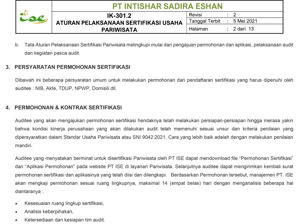 Form ISE 42520.A Aplikasi Permohonan Usaha Pariwisata 2