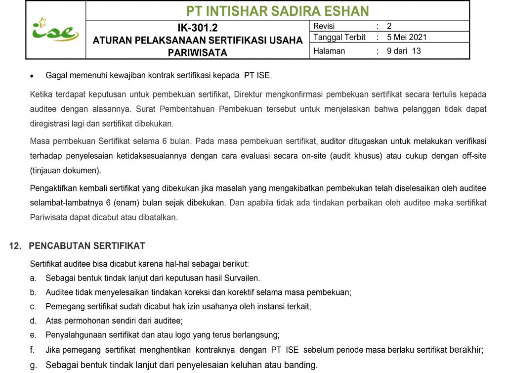 Form ISE 42520.A Aplikasi Permohonan Usaha Pariwisata 9